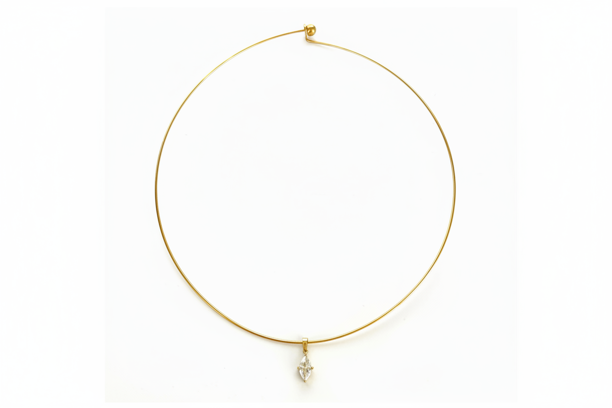 Halo Diamond Necklace 18k Gold Plated